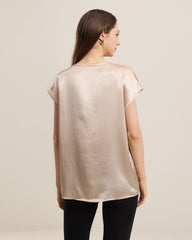 Damen Rundhals Kurzarm Seiden-T-Shirt