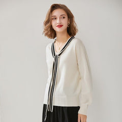 Eleganter Kaschmir Pullover mit Schleifenband