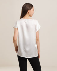 Damen Rundhals Kurzarm Seiden-T-Shirt