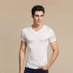 Männer Basic Seidenstrick-T-Shirt