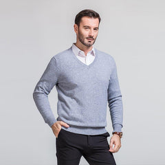 Herren V-Ausschnitt Kragen Business Kaschmir Pullover