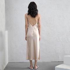 22 Momme Seiden-Nachtkleid Langes Slip-Kleid