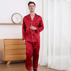 Klassische Lange Seidenpyjamas für Paare