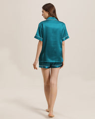 Button Up Seiden Kurz-Pyjama Set