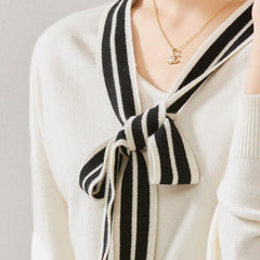 Eleganter Kaschmir Pullover mit Schleifenband