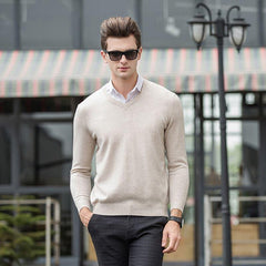 Herren V-Ausschnitt Kragen Business Kaschmir Pullover