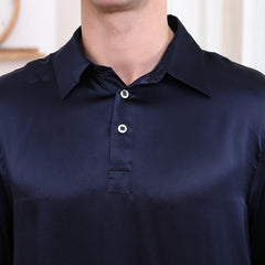 Polo-Kragen Seiden Langarmhemd Für Männer
