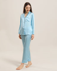 Frauen Seiden Zwei-teiliges Pyjama Set