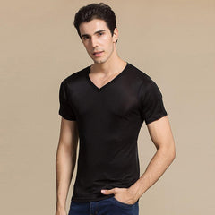 Männer Basic Seidenstrick-T-Shirt