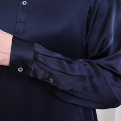 Polo-Kragen Seiden Langarmhemd Für Männer