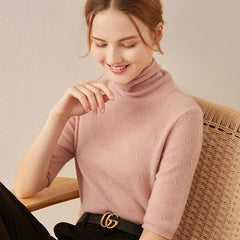 Kurzärmel Rollkragen Kaschmir Pullover