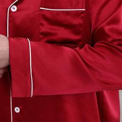 Klassische Lange Seidenpyjamas für Paare