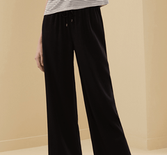 100% Seiden-Hose im Straight-Pendant-Stil mit weitem Bein