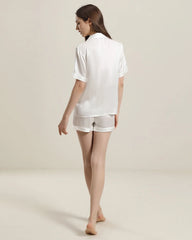 Button Up Seiden Kurz-Pyjama Set