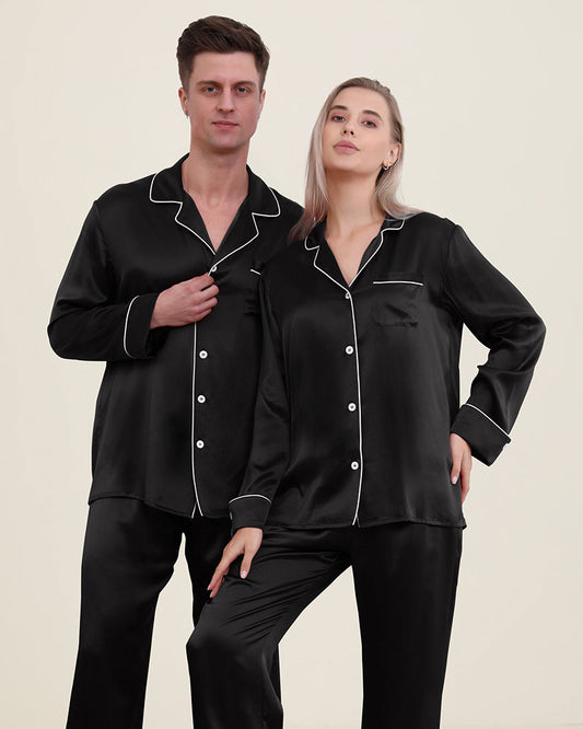 Klassisches Paar Passendes Seiden-Pyjama-Set