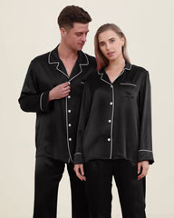 Klassisches Paar Passendes Seiden-Pyjama-Set