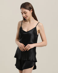 Einfaches Kurzes Seiden-Camisole-Pyjama-Set