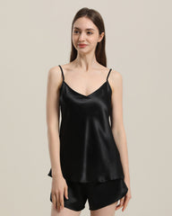 Einfaches Kurzes Seiden-Camisole-Pyjama-Set