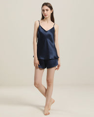 Einfaches Kurzes Seiden-Camisole-Pyjama-Set
