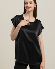 Damen Rundhals Kurzarm Seiden-T-Shirt