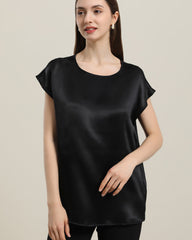 Damen Rundhals Kurzarm Seiden-T-Shirt