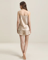 Einfaches Kurzes Seiden-Camisole-Pyjama-Set