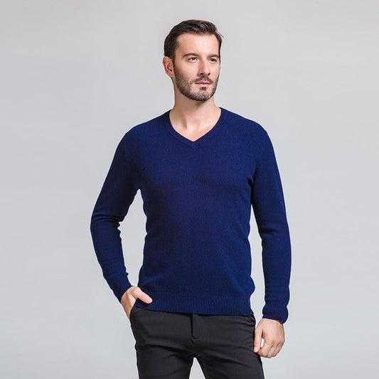 Herren V-Ausschnitt Kragen Business Kaschmir Pullover