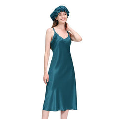 Damen 22 Momme Langes Seiden-Nachtkleid