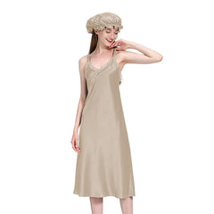 Damen 22 Momme Langes Seiden-Nachtkleid