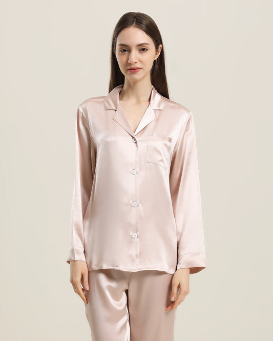 Frauen Seiden Zwei-teiliges Pyjama Set