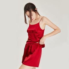 Kurzes Seiden-Pyjama-Top-Set