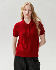 Pullover aus 100 % Kaschmir mit Polokragen und Knopfleiste