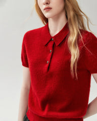 Pullover aus 100 % Kaschmir mit Polokragen und Knopfleiste