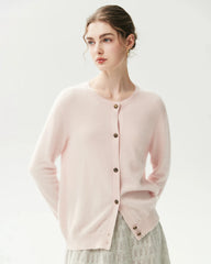 Klassische Strickjacke aus 100 % Kaschmir mit Rundhalsausschnitt