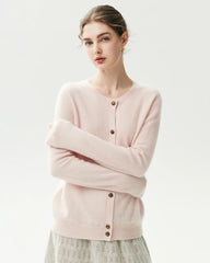 Klassische Strickjacke aus 100 % Kaschmir mit Rundhalsausschnitt