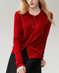 Klassische Strickjacke aus 100 % Kaschmir mit Rundhalsausschnitt