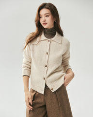 Cardigan aus 100 % Kaschmir mit Kragen und Melange-Muster