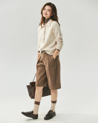 Cardigan aus 100 % Kaschmir mit Kragen und Melange-Muster