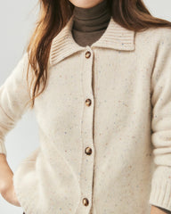 Cardigan aus 100 % Kaschmir mit Kragen und Melange-Muster