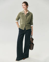 Cardigan aus 100 % Kaschmir mit Kragen und Melange-Muster