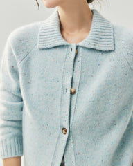 Cardigan aus 100 % Kaschmir mit Kragen und Melange-Muster