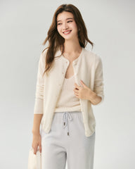 Cardigan aus 100 % Kaschmir mit Rundhalsausschnitt und Knopfleiste
