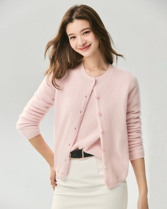 Cardigan aus 100 % Kaschmir mit Rundhalsausschnitt und Knopfleiste