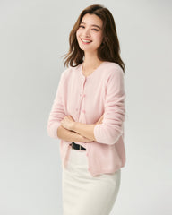 Cardigan aus 100 % Kaschmir mit Rundhalsausschnitt und Knopfleiste