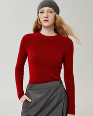Figurnahes Stricktop aus 100 % Kaschmir mit Rundhalsausschnitt