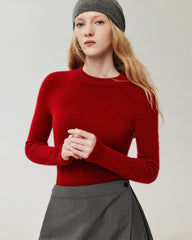 Figurnahes Stricktop aus 100 % Kaschmir mit Rundhalsausschnitt