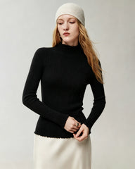 Pullover aus 100 % Kaschmir mit Mock-Neck und gewellten Abschlüssen