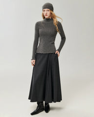 Pullover aus 100 % Kaschmir mit Mock-Neck und gewellten Abschlüssen