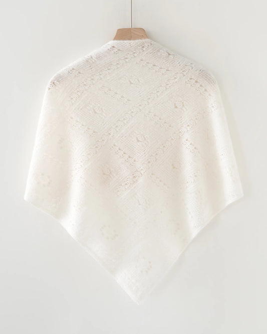 Dreieckstuch aus 100 % Kaschmir mit Pointelle-Strickmuster