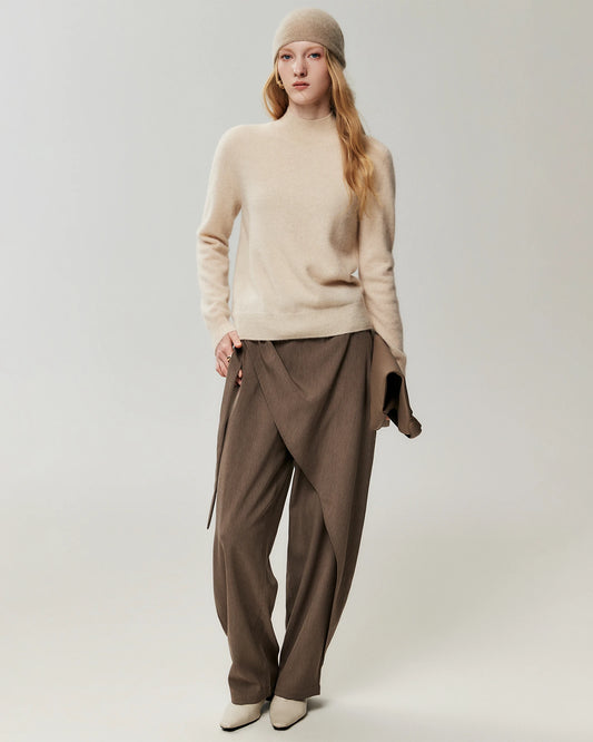 Pullover aus 100 % Kaschmir mit geripptem Stehkragen